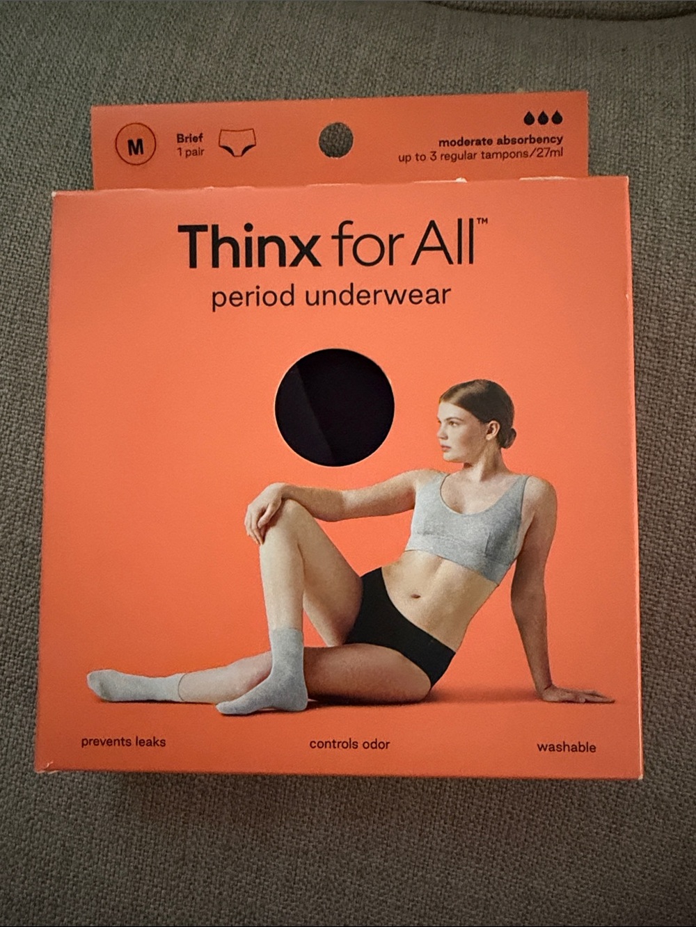 Thinx For All Women's Period underwear Briefs in Black washable, size m